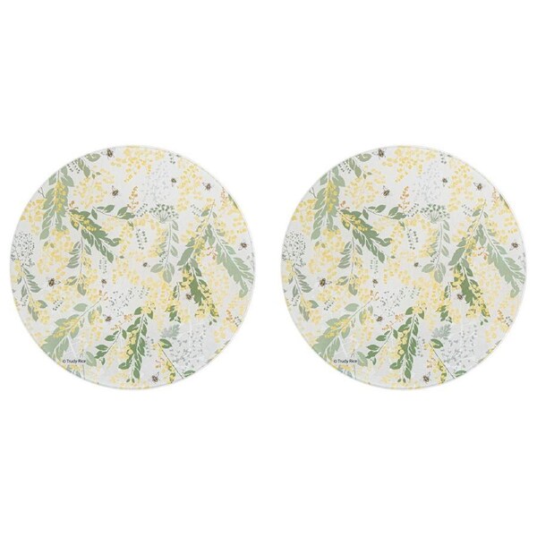 2PK Ashdene Trudy's Garden Wattle Round Kitchen Table Mat Surface Protector 30cm