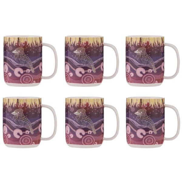 6PK Ashdene Spirit Land Kookaburra Kitchen New Bone China Drinking Mug 400ml