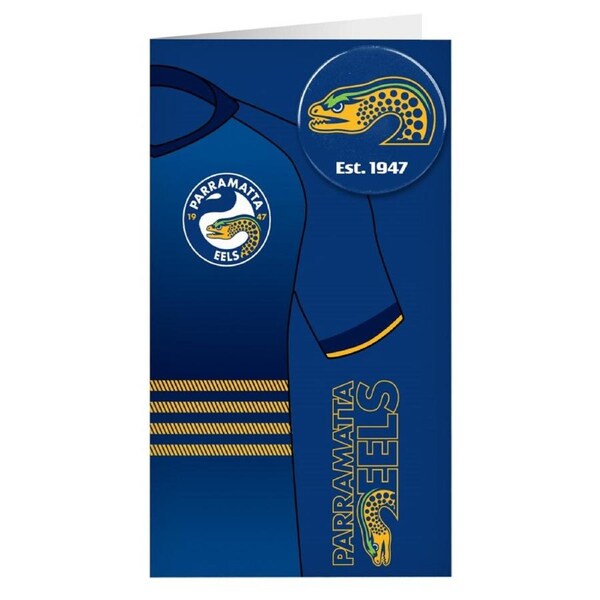 Parramatta Eels NRL Rugby League Greeting Card with Badge