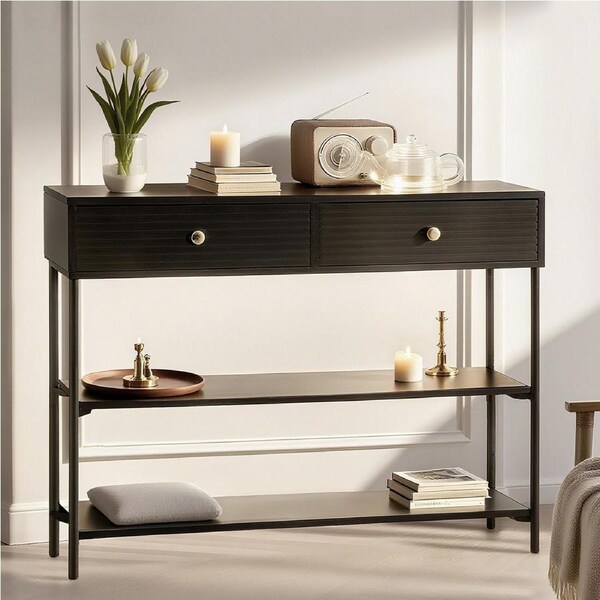 100CM Artiss Console Table Hallway Table Drawers Black
