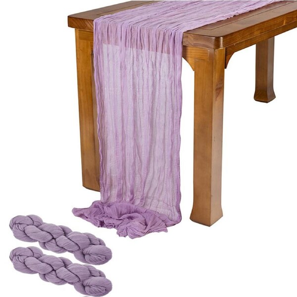 Nevenka 2 Pcs Cheesecloth Table Runner 3m for Holiday Party Wedding-Light Purple