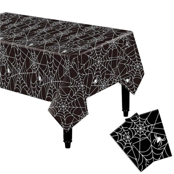 Nevenka 2 Pcs Spider Web Tablecloth Disposable Spill-Proof for Halloween Party