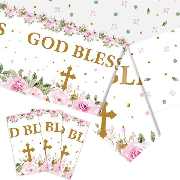 Nevenka 3 Pcs Baptism Tablecloth Disposable First Communion Table Cover