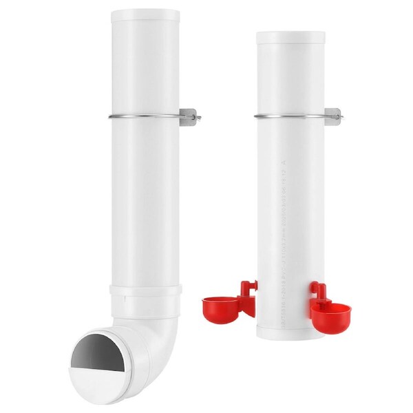 Chicken Bird Feeder Water Dispenser Automatic Waterer Poultry Food Drinker 4L Auto Chick Chook Duck Hen Feeding Drinking Cup Bowl PVC Pipe Coop Fence