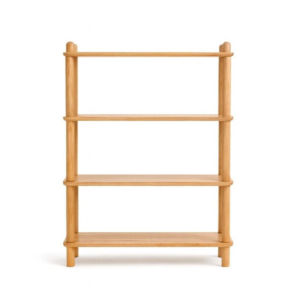 MIUZ 4-Tier Solid Oak Display Stand Wooden Storage Rack Bookshelf Organizer Freestanding Shelf