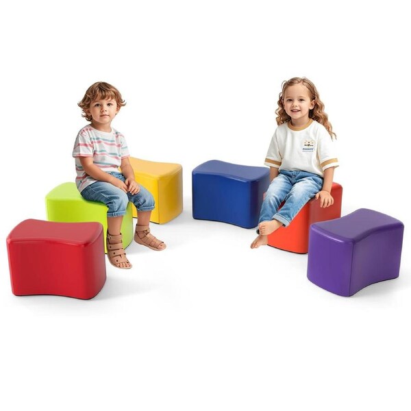 Babyjoy 6PCS Soft Foam Blocks Climb & Crawl Playset Floor PU Seatings w/Carry Handles & High Elasticity Sponge Activity Play Toy