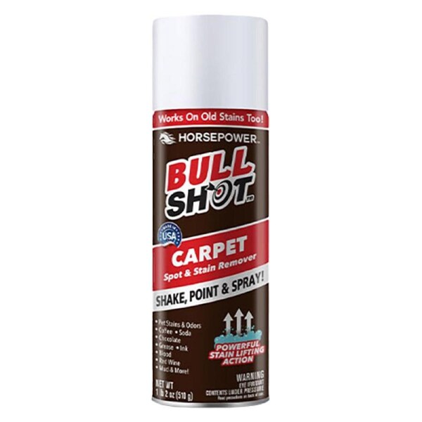 Horsepower Bull Shot Powerful Carpet and Upholstery Spot and Stain Remover, Stain-Lifting Foam-Action, Pet Stains & Odors, Coffee, Wine, Grease