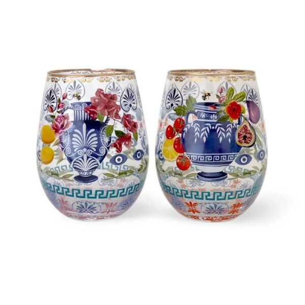 La La Land Mediterranean Summer - Large Glass Tumblers