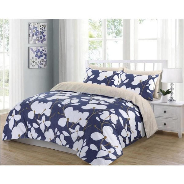 Blue Shades Design Cotton Quilt Cover Set Super King