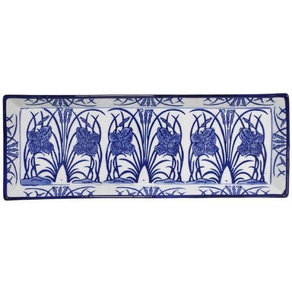 LVD Porcelain Rectangular Plate Trinket Display Tray 35x13cm Iris/Rush