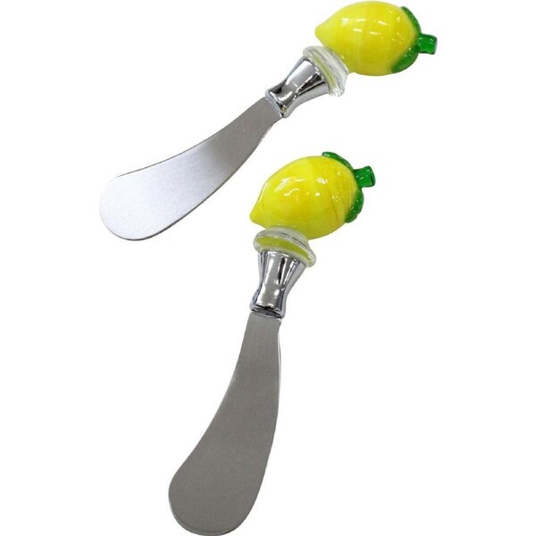 2pc LVD Stainless Steel Glass Spreader Charcuterie Cutlery Set 17cm Lemon