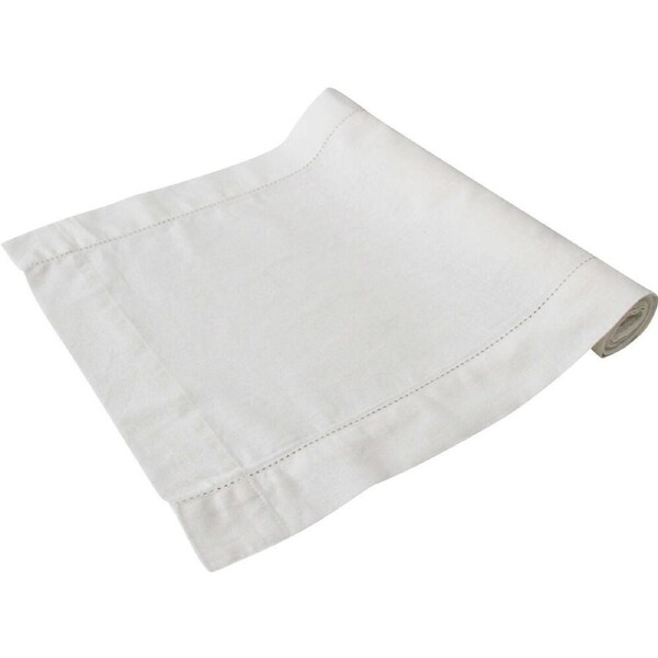 LVD Drawn Thread Cotton/Linen Dining Table Runner 38 x 180cm Ivory