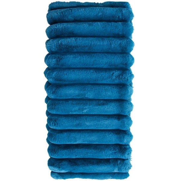 LVD Faux Fur Prussian Puffer Decorative Throw Blanket 130x150cm Navy Blue