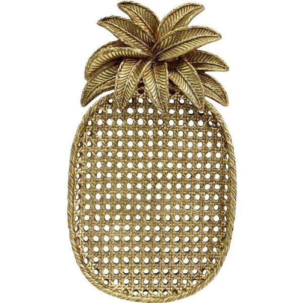 LVD Resin Pineapple Fruit Trinket Tray Display Dish 35x19.5cm Gold