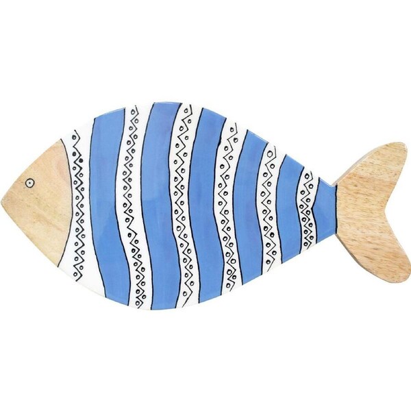LVD Wooden Santa Fe Decorative Hanging Wall Fish 40x20cm Blue/White