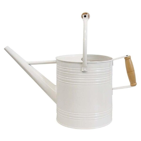 LVD Metal Outdoor Gardening Watering Can w/ Wooden Handle 39x17cm Ivory