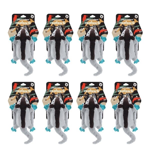 8PK Paws And Claws Outback Buddies Sugar Sqeauky Plush Dog Toy 27.5x22x8.5cm