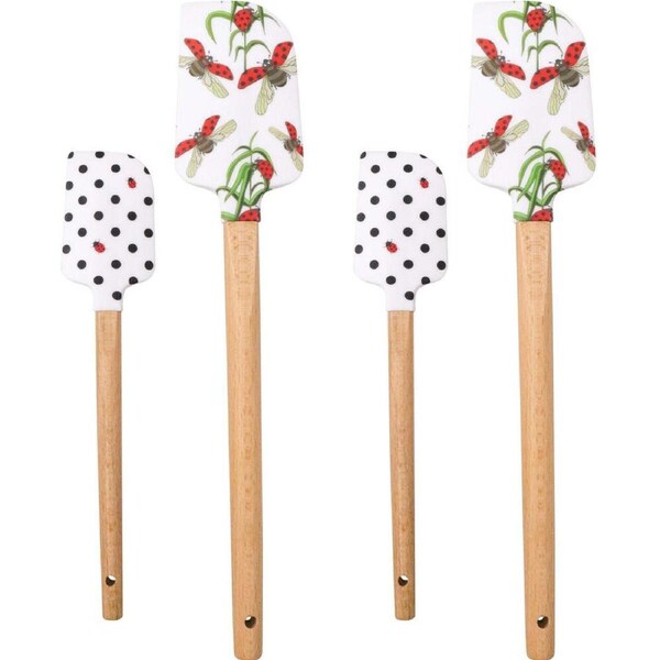 2x 2pc LVD Silicone Lady Bird Kitchen Spatula Set 34x12cm Multicoloured
