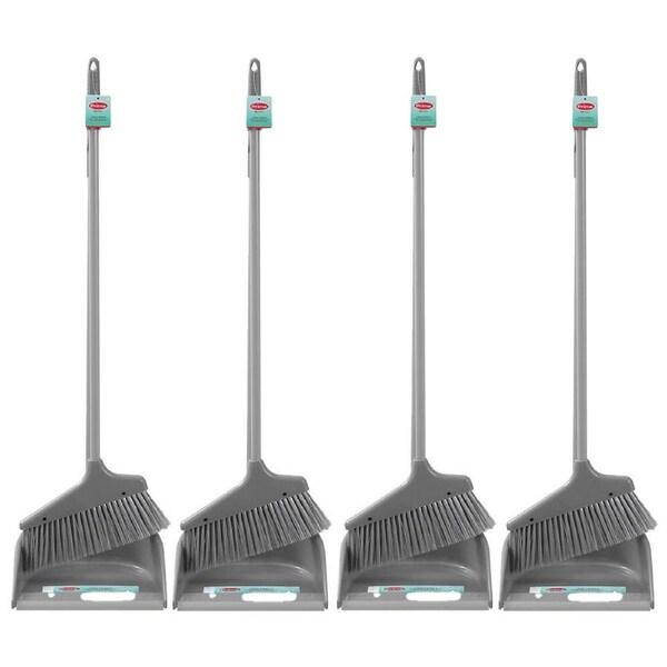 4PK Boxsweden Prime Tall Standing Cleaning Dustpan and Angled Brush Assorted