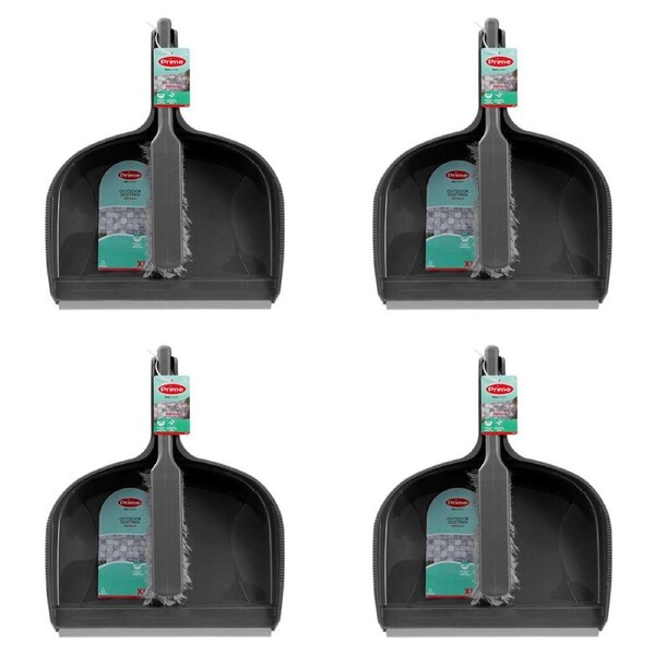 4PK Boxsweden Prime Wide Yard Dustpan and Brush Set Extra Large Assorted