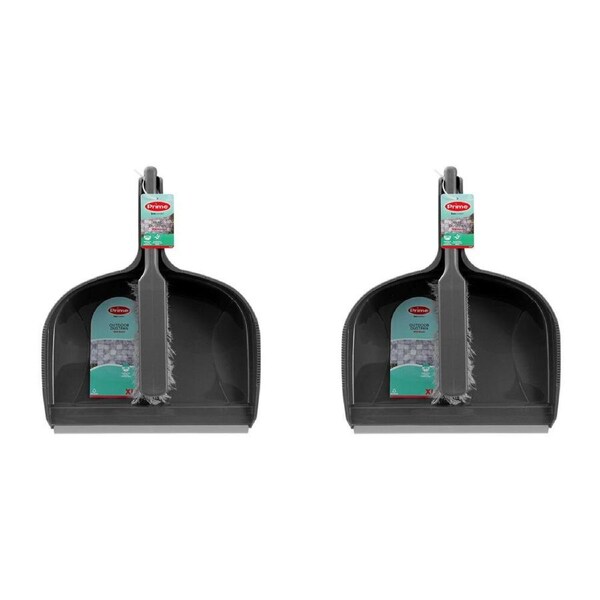 2PK Boxsweden Prime Wide Yard Dustpan and Brush Set Extra Large Assorted