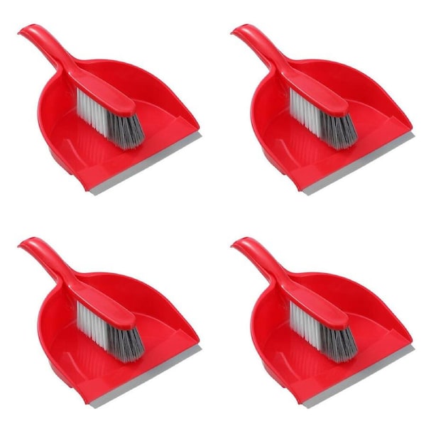 4PK Boxsweden Prime Indoor Essentials Dustpan and Bristle Brush Assorted