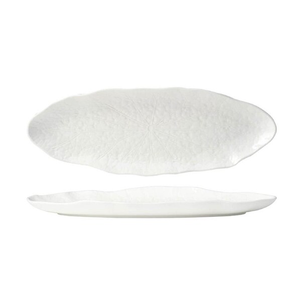 Tablekraft Fusion Lotus Oval Flared Plate - 388mm, White , Box of 4
