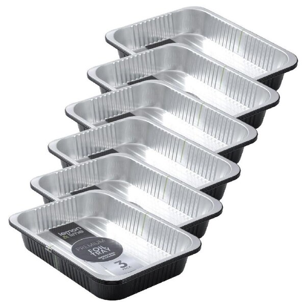 6x 3pc Lemon and Lime Premium Aluminium Two-Tone Foil Container 37x27x6cm