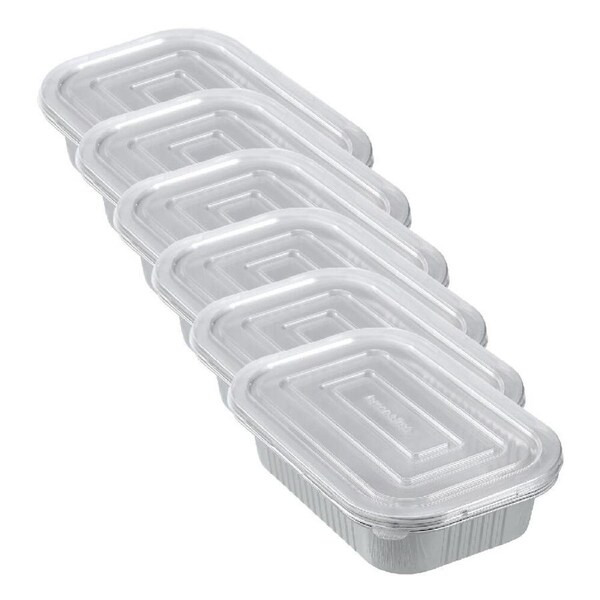 6x 4pc Lemon and Lime Premium Aluminium Foil Container With Clear Lids 22x15x4cm