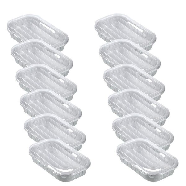 12x 3pc Lemon and Lime Premium Aluminium Foil Container W/ Clear Lids 31.5x19cm