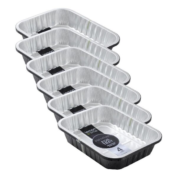6x 4pc Lemon and Lime Premium Aluminium Two-Tone Foil Container 31x24x6cm