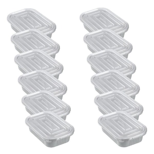 12x 4pc Lemon and Lime Premium Aluminium Foil Container With Clear Lids 22x15cm