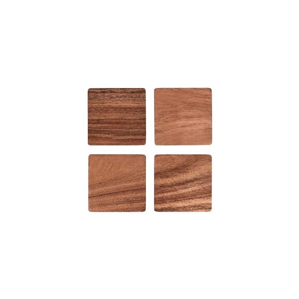 Zanzi Natural Acacia Square Coaster 4pc Set - 90x90x5mm