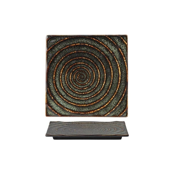 Tablekraft Fusion Square Tile Plate - 256mm, Patina , Box of 4