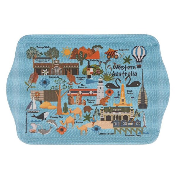 2pc Ashdene Land Down Under WA Melamine Scatter Tray Blue 21x14.2cm