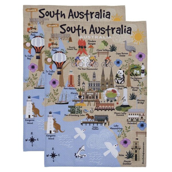 2PK Ashdene Land Down Under SA Cleaning Home Kitchen Tea Towel 70x50cm