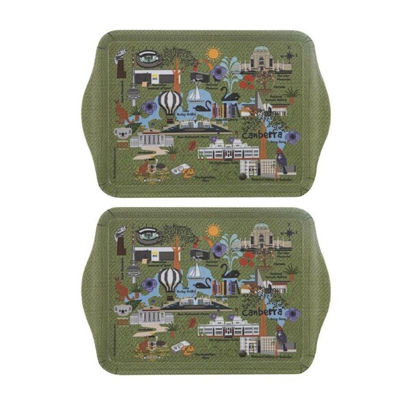2x 2pc Ashdene Land Down Under Canberra Melamine Scatter Tray Green 21x14.2cm