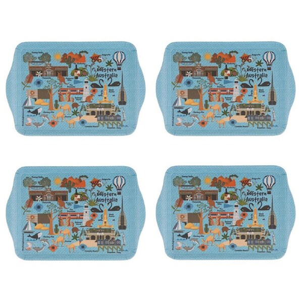 4x 2pc Ashdene Land Down Under WA Melamine Scatter Tray Blue 21x14.2cm