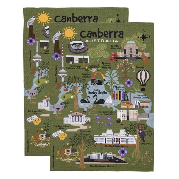 2PK Ashdene Land Down Under Canberra Cleaning Home Kitchen Tea Towel 70x50cm