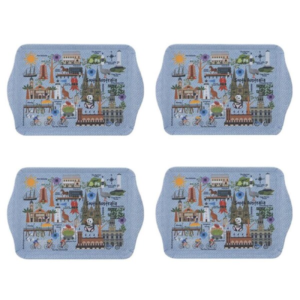 4x 2pc Ashdene Land Down Under SA Melamine Scatter Tray Blue 21x14.2cm