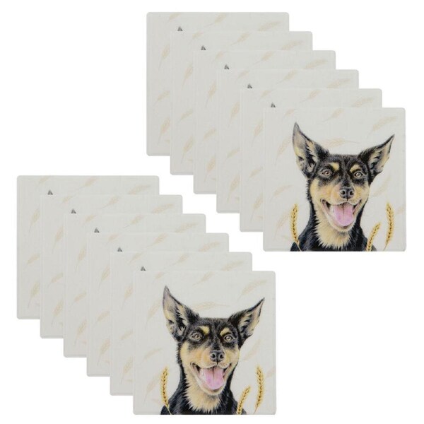 12PK Ashdene Farmyard Faces Kelpie Square Drink Mat Ceramic Coaster 10x10cm