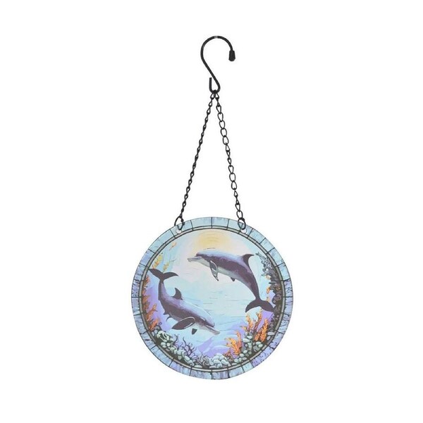 Gibson Gifts Stained Glass Hanging Plaques 19cm Dolphin, 27039