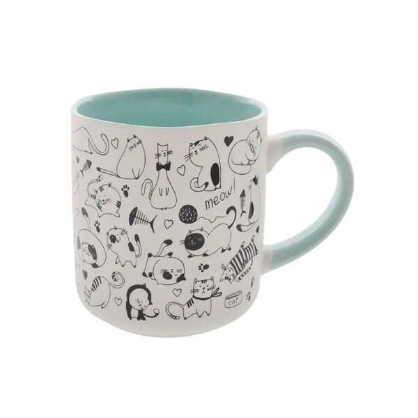 Gibson Gifts Furry Friends Mug Cat Aqua, 20777