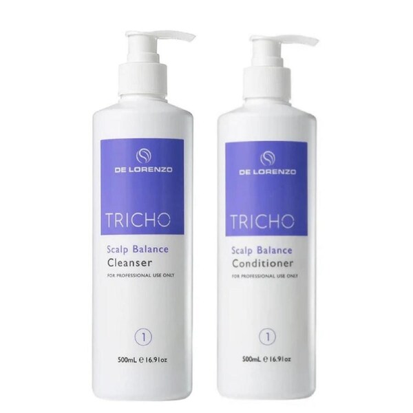 De Lorenzo Tricho Scalp Balance Cleanser and Conditioner 500ml Set