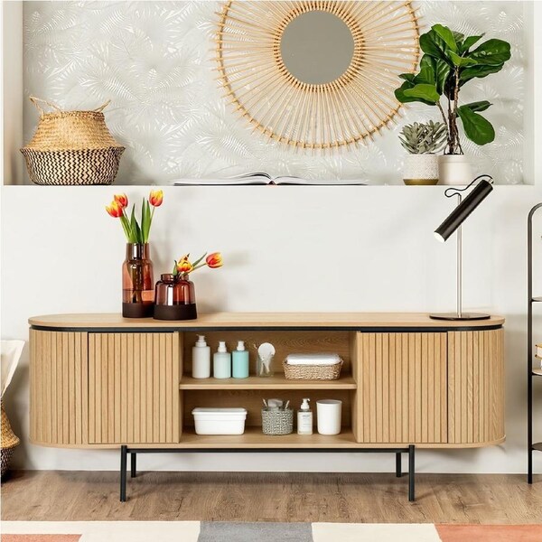 ACA Entertainment TV Unit 160cm Storage Table Doors Cabinet Legs Stand Shelves
