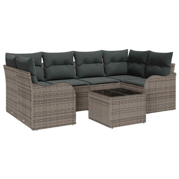 Garden Sofa Set Grey 55 x 55 x 37 cm Poly Rattan vidaXL