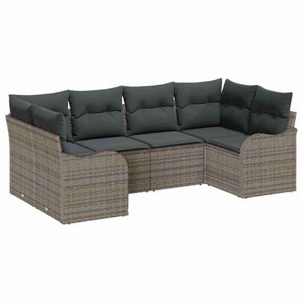 Garden Sofa Set Grey Poly Rattan vidaXL