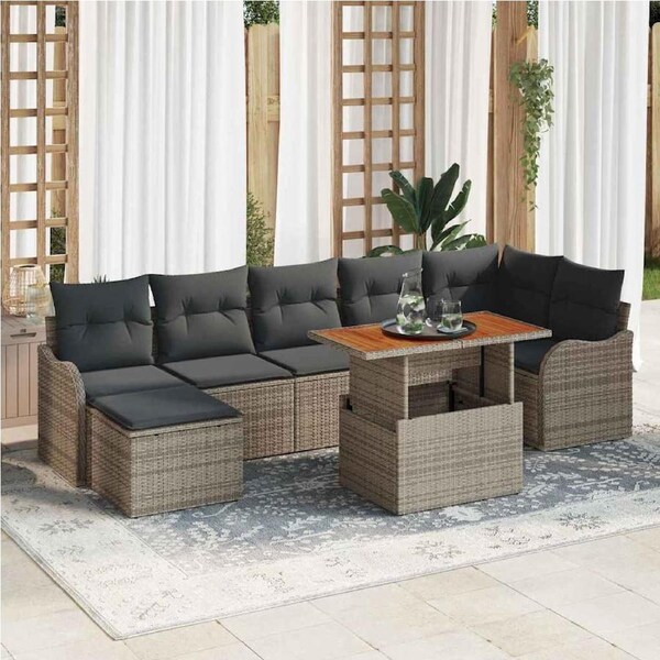 Garden Sofa Set with Cushion with Storage 8 pcs Grey vidaXL