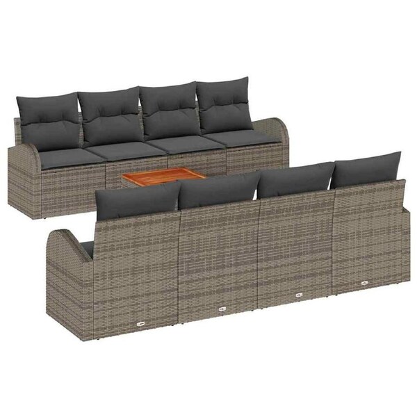 Garden Sofa Set with Storage 9 pcs Grey Poly Rattan vidaXL