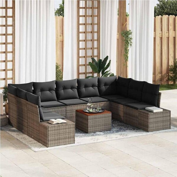 Garden Sofa Set 10 pcs Grey vidaXL